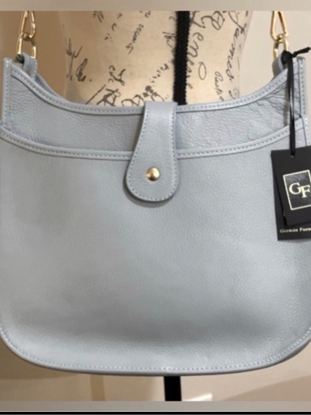 German Fuentes Leather Light Blue Shoulder Bag